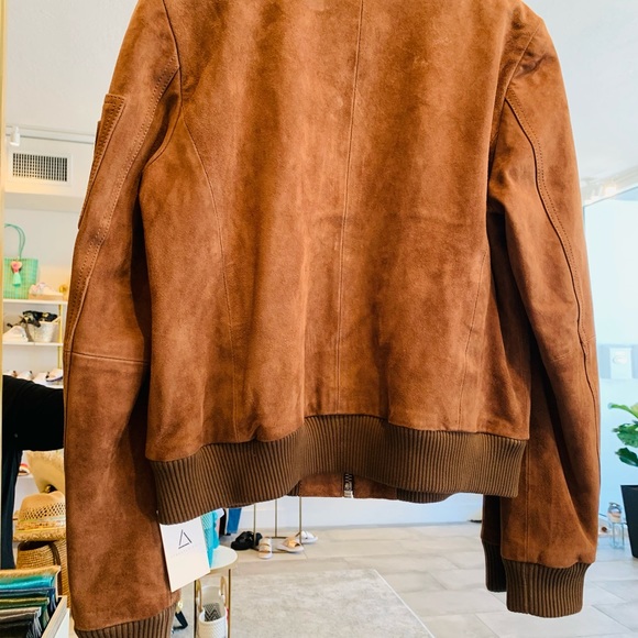 Serge Pariente Tobacco Suede Leather Bomber Style Jacket MENS/Unisex - Picture 8 of 8